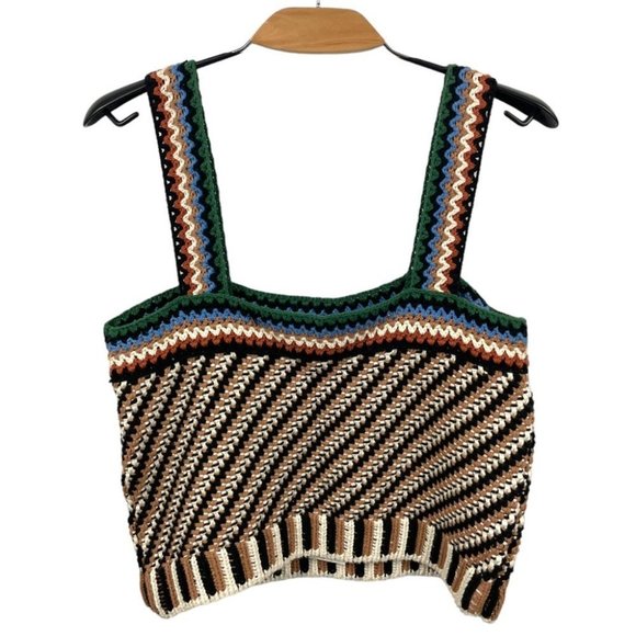 NEW Veronica Beard Livina Crochet Knit 100% Cotton Multi Colour Tank Top Size L - Picture 4 of 7
